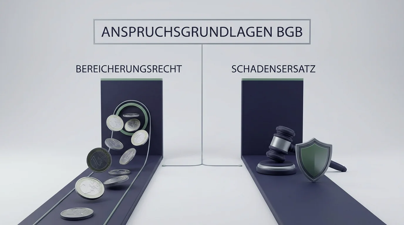 Gegenüberstellung der Anspruchsgrundlagen ungerechtfertigte Bereicherung und Schadensersatz nach dem BGB