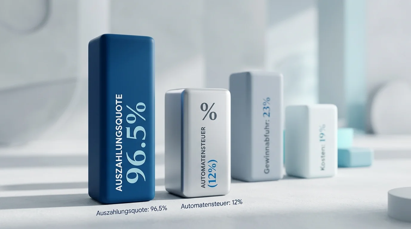 Balkendiagramm-Andeutung mit Steuersymbol als Sinnbild für den Zusammenhang von Automatensteuer und Auszahlungsquote