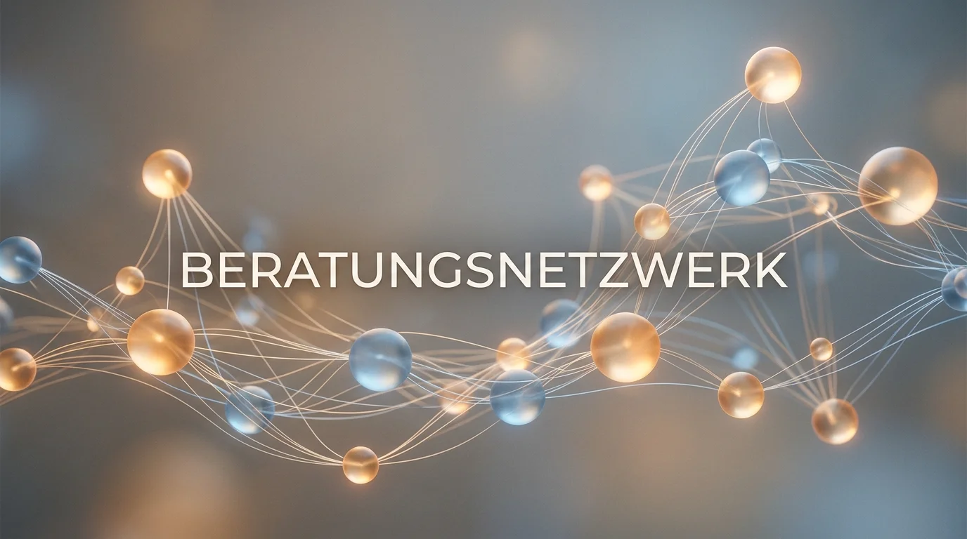 Mehrere verbundene Knotenpunkte als Sinnbild für das Netzwerk aus Beratungsstellen und Selbsthilfegruppen