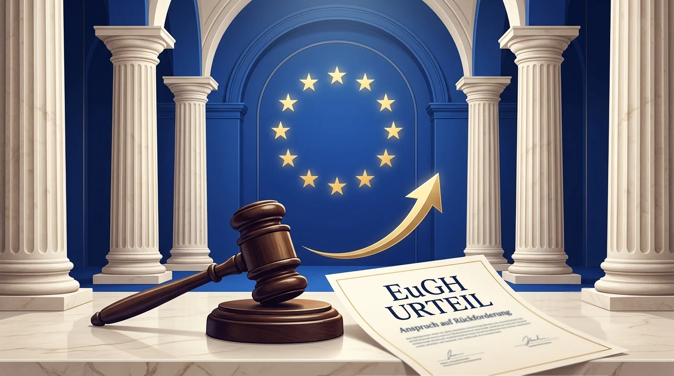 Symbolische Darstellung des Europäischen Gerichtshofs und seiner Entscheidung zur Rückforderung verlorener Einsätze