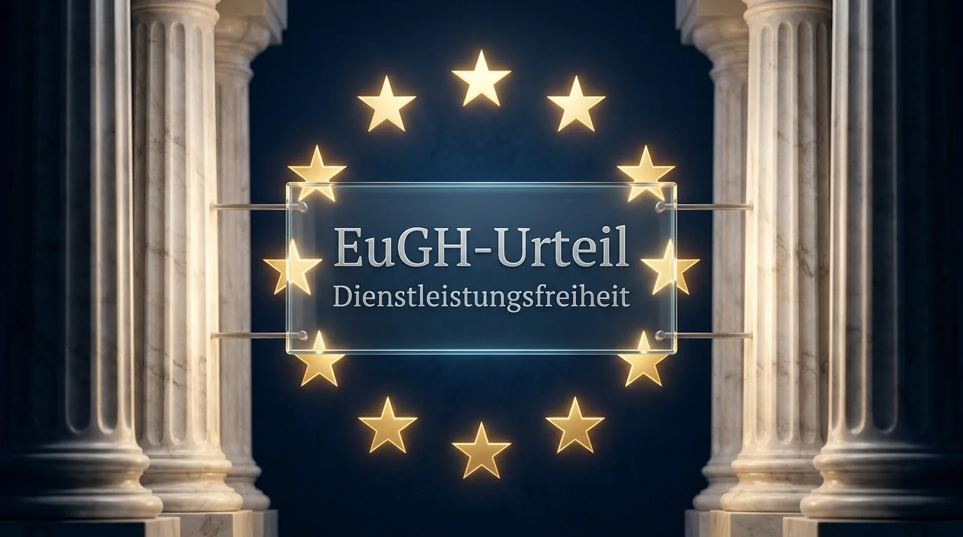 Symbolische Darstellung des Europäischen Gerichtshofs und der Vereinbarkeit des deutschen Glücksspielverbots mit dem Unionsrecht