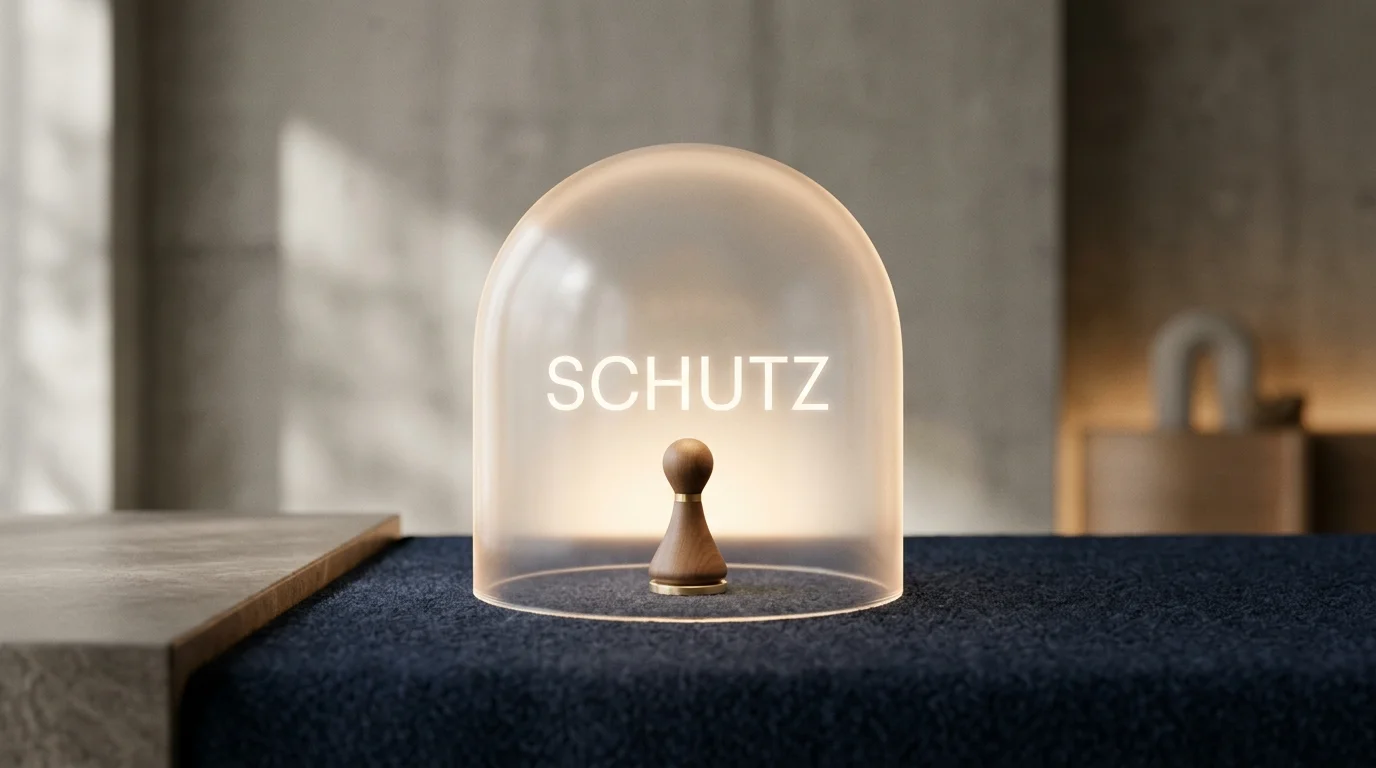 Ruhendes Schutzschild über einem Spielsymbol als Sinnbild für die Selbstsperre als bewussten Schutzweg