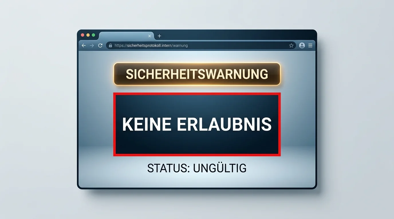 Symbolische Darstellung erkennbarer Indizien für eine fehlende deutsche Erlaubnis bei einem Glücksspielangebot