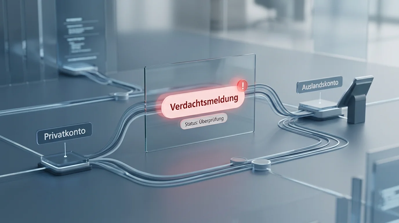 Darstellung von Zahlungsströmen zwischen Spielerkonto und Auslandsanbieter, die eine Geldwäsche-Verdachtsmeldung auslösen können
